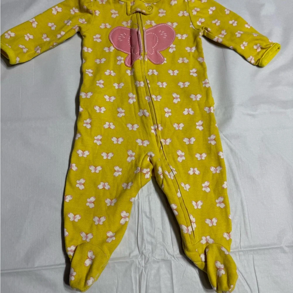 Carter's Baby Girl Butterfly Footie Pajamas Onesie Size 0-3 Months